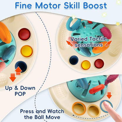 Fyxttalor Baby Toy for 12M+, Montessori Sensory Toy Play Set for Toddlers, UFO Pull String Toy in Stollers Educational Toy for Development Fine Motor Skills Gift for Boys& Girls