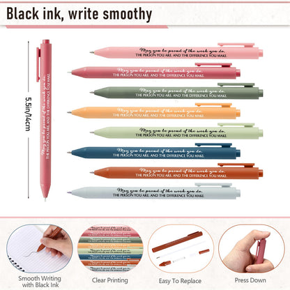 Resurhang 48 Pcs/24 Set Employee Appreciation Gift for Coworkers Staff Teacher Positive A6 Spiral Journal Notebook with Pen for Team Volunteer Week Lab Week(Fresh Color,May You)