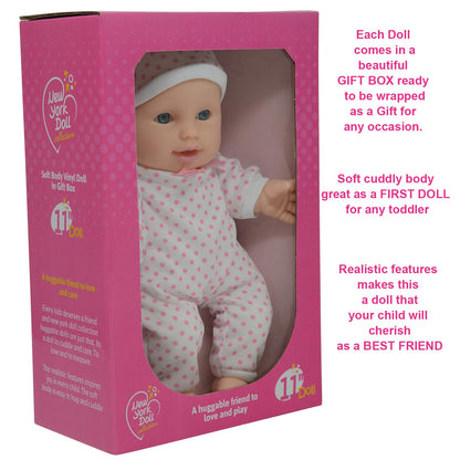 11 inch Soft Body Boy Baby Doll in Gift Box - Doll Pacifier Included -Toy Dolls for Boys and Toddlers (Caucasian)