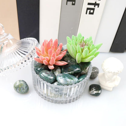 QINJIEJIE 0.9LBS Aquatic Agate Polished Stones Tumbled Crystals Bulk Gemstones Healing Crystal Rocks Set Decorative Landscape Quartz Bottom Decoration Reiki Natural Stone for Vase Meditation Gifts