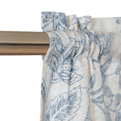Lazzzy Kitchen Tie Up Valance Curtain Linen Floral Farmhouse Valance for Living Room Bathroom Bedroom Country Window Treatments Small Cafe Curtain 18 Inch Rod Pocket 1 Panel Blue on Beige