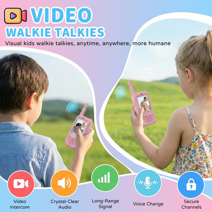 Video Walkie Talkies for Kids, 2 Pack Rechargeable Long Range Walkie-Talkie with HD Camera, Birthday Gift Toys for Girls Boys Ages 3-12 Indoor Outdoor Toys for Family Games, Camping, Hiking, Pink