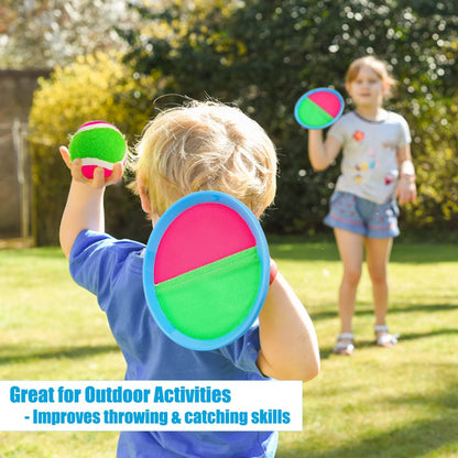 Ayeboovi Toss and Catch Ball Game Outdoor Beach Pool Kids Toys Outside Lawn Yard Games for 3 4 5 6 7 8 9 10 11 12 Year Old Girls Boys Toys Birthday Gift Easter Basket Stuffers (2 Paddles 2 Balls)