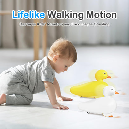 SOCBTNSO 2-Pack Duck Bathtub & Pool Toys - Realistic Walking Ducks | Waterproof Baby Bath Toys, Gift for Toddler Boys & Girls
