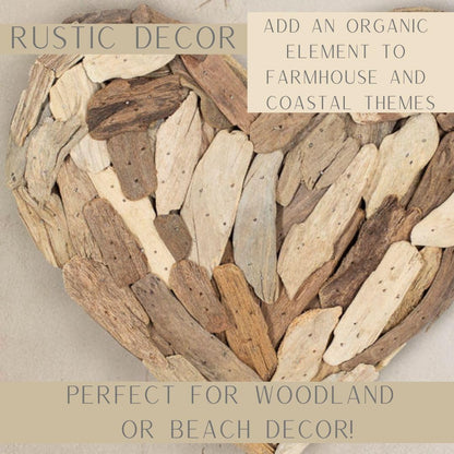Factory Direct Craft Natural Driftwood Rustic Heart - Woodland Heart for Farmhouse and Coastal Decor (12 Inches)