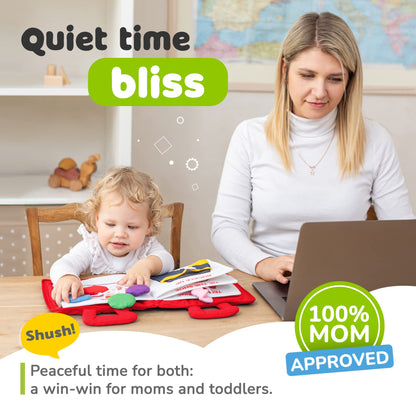 deMoca Travel Toys for Toddlers, Quiet Book for Toddlers 1-3, Baby Travel Toys for Airplane Car Rides, Montessori Busy Book for 1 Year Old with All Parts Attached, Felt Activity Pad, No Noise Gift