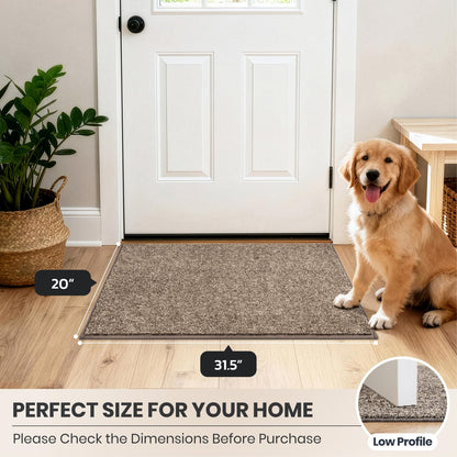 PURRUGS Dirt Trapping Door Mat 20" x 31.5", Non-Slip Machine Washable Entry Rug, Entrance Mat, Indoor Front Door Mat, Super Absorbent Entryway Rug for Muddy Shoes & Paws, Heathered Beige