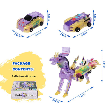 Gkiozu Magnetic Dinosaur Car Toy - 2 in 1 Crash & Transform Vehicle to Dino, No Battery Needed for Kids Age 3-12, Birthday Gift (Yellow)