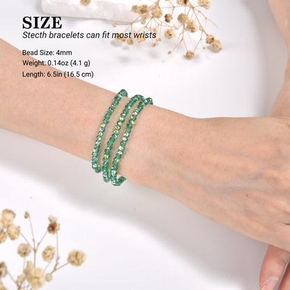 CHENSILAIYI Trendy Beaded Bracelets for Women and Girls - Boho Stacked Bead Jewelry Sets - Stretch Chakra Bracelet Pack (Green 4Pcs)