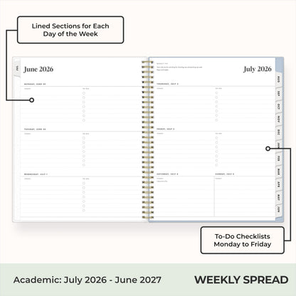 Blue Sky The Everygirl 2026-2027 Weekly and Monthly Academic Year Planner Calendar, July 2026 - June 2027, 8.5" x 11", Flexible Cover, Wirebound, Laminated Tabs, Storage Pocket, Includes Stickers, Stratford Coastal
