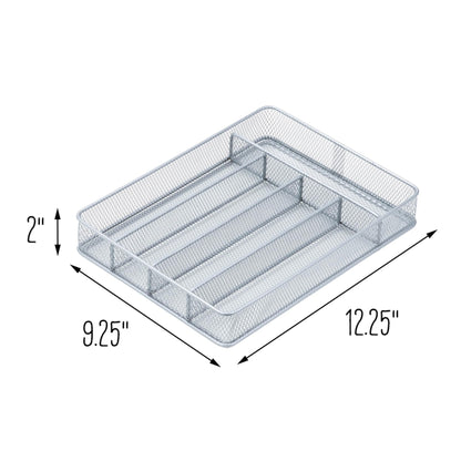 Honey-Can-Do KCH-02154 Steel Mesh 5-Compartment Cutlery Utensil Organizer, Silver