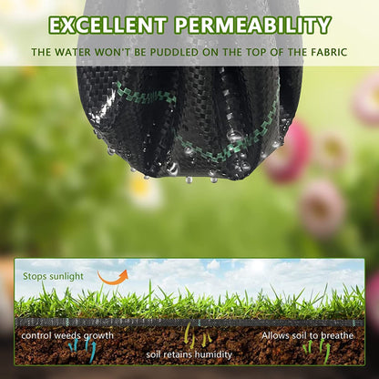 LGJIAOJIAO 4FT x 100FT Weed Barrier Landscape Fabric (2 Pack 4x50FT) - Premium Heavy-Duty 3.2oz Gardening Weed Control Mat with 30 U-Shaped Securing Pegs - Ground Cover for Gardening, Farming