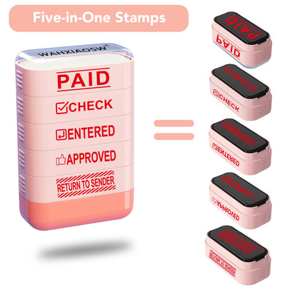 Building Blocks Office 10-Piece Office Stamps Set - Paid Stamp, Scanned Stamp, Copy Stamp, Faxed Stamp. Office Essentials,Refillable Self Inking Business Stamp (4 Refill Ink Included)
