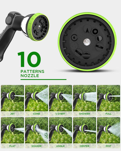 Retractable Garden Hose Reel, 5/8 Inch x 82 ft + 6 ft Wall Mounted Water Hose Reel with Auto Slow Rewind System, 10-Pattern Nozzle, Any Length Lock, 180° Swivel Bracket, Ideal for Easy Watering