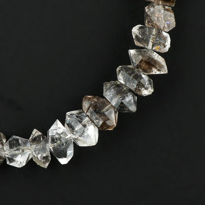 CRYSTALINES Natural Raw Black Herkimer Diamond Quartz Gemstone Bracelets, Rough Quartz Stones Dainty Handmade Boho Bracelet, Healing Crystals Silver Plated Jewelry, Christmas Gift