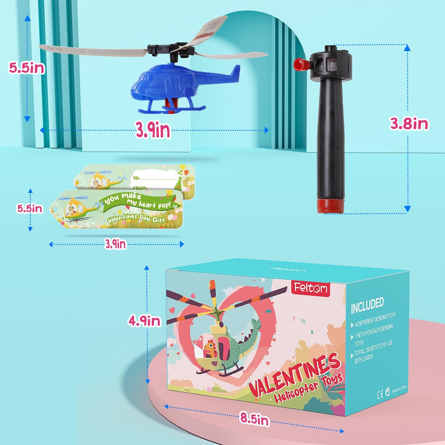 Feltom 28 PCS Valentines Day Cards for Kids School with Flying Airplanes Set, Party Favors for Kids, Valentine`s Day Gifts for Classroom Party, Valentines Day Gifts for Boys & Girls