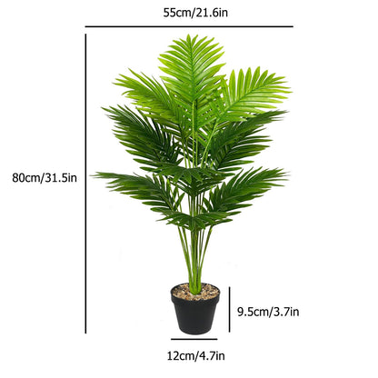 Rozwkeo Artificial Plant in Pot Fake Tree Trunks Leaves Faux Potted for Indoor Outdoor Modern Decoration Home Office Living Room Bedroom Balcony Housewarming Gift (80cm Tall Palm)