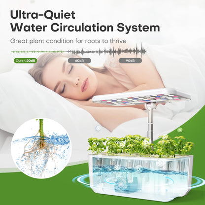 Ahopegarden Indoor Garden Hydroponics Growing System: 10 Pods Plant Germination Kit Herb Vegetable Growth Lamp Countertop with LED Grow Light - Hydrophonic Planter Grower Harvest Lettuce