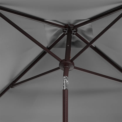 SAFAVIEH 7.5ft Outdoor Patio Umbrella, Square, Valance, Ivory & Black, Auto Crank Tilt, UV Resistant for Deck, Backyard, Poolside (PAT8406E)
