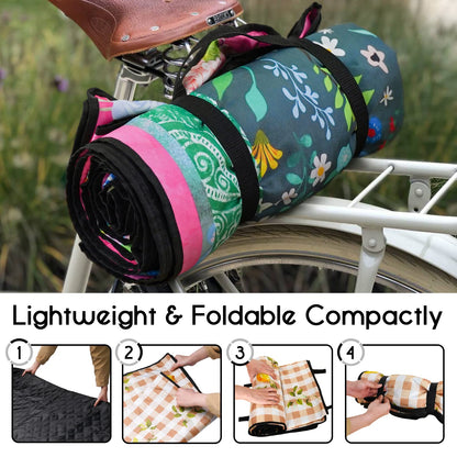 Cuslnox Picnic Blankets Waterproof Foldable Extra Large, 80"x 80" Outdoor Beach Blanket Waterproof Sandproof, 3-Layer Lightweight Handy Mat Tote Picnic Camping Rugs for Outside Your Rv