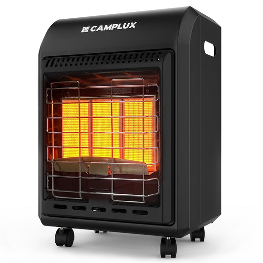 CAMPLUX 18,000 BTU Outdoor Propane Heater with ODS & Tip-over Protection, 3-Setting LP Gas Patio Heater with Regulator & Hose for Garage, Courtyards and Construction Sites, Warm Area up to 450 Sq.Ft