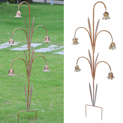 MNRYLKB Gardens Metal Flowers with Bells for Outside Garden Art, Decorative Garden Stakes, Outdoor Decoration for Patio Garden Decor.
