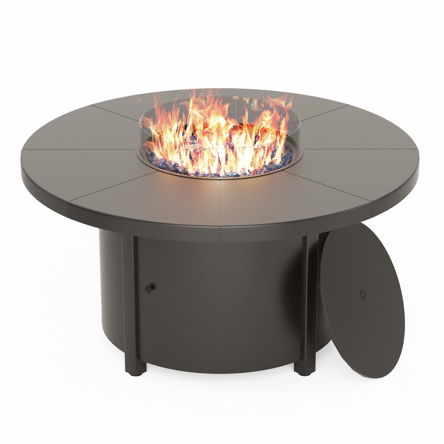 Kullavik 48" Round Propane Fire Pit Table,55000 BTU Auto-Ignitiongas Gas Fire Table with Fire Glass and Lid,Waterproof Cover and Pumice Stone for Patio,Balcony,Garden