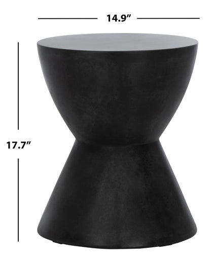 Safavieh Outdoor Athena Black Modern Concrete Round Accent Table