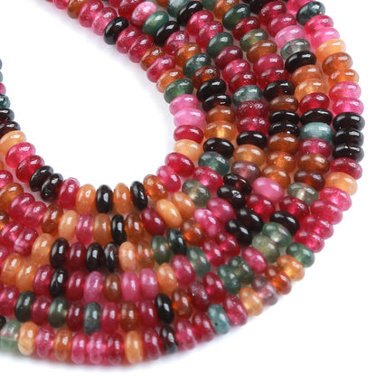 150PCS 2x4mm Natural Colorful Tourmaline Rondelle Beads Abacus Disk Stone Beads Round Loose Spacer Gemstone Beads for DIY Bracelet Necklace Jewelry Making