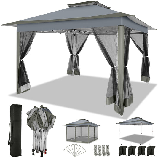 COBIZI 12x12 FT Pop up Gazebo on Clearance Outdoor pop up Canopy Tent,carpas para Patio, Shelter Tents with Sandbags & Portable Carry Bag, Patio Gazebos for Camping, Garden & Lawn, Darkgrey(Upgraded)