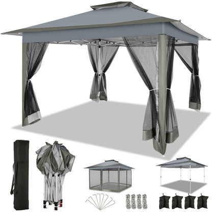 COBIZI 12x12 FT Pop up Gazebo on Clearance Outdoor pop up Canopy Tent,carpas para Patio, Shelter Tents with Netting & Portable Carry Bag, Patio Gazebos for Camping, Garden & Lawn, Darkgrey(Upgraded)