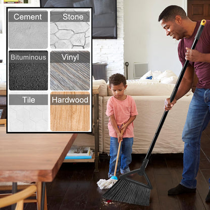 PUTNATRUE Heavy Duty Commercial Broom, 3 Pack Upgraded Angle Brooms for Sweeping Outdoor and Indoor, Perfect Black Brooms of House, Kitchen, Garage, Courtyard, Concrete