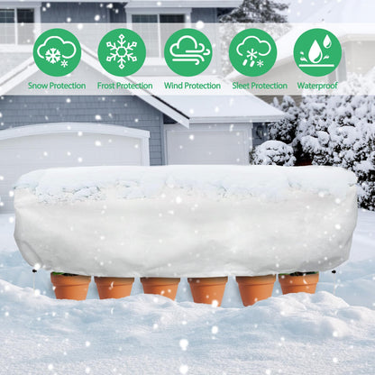 Plant Covers Freeze Protection, 2 Pack 4.1 x 2 x 1.6 ft Rectangular Raised Garden Bed Cover with Drawstring, 2.47oz/yd² Large Garden Box Frost Blankets Reusable Frost Cloth for Winter Outdoor Plants
