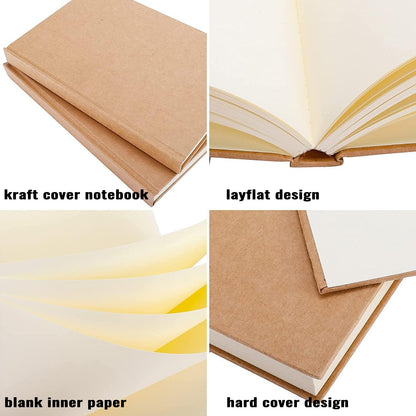 EOOUT 3pcs Blank Notebook, A5 Hardcover Sketchbook 120 Sheets 240 Pages Unlined Notebook, 100gsm Paper, 5.6 x 8.2in, Journal for Drawing, Art, Travelers Gifts, Students and Office Supplies