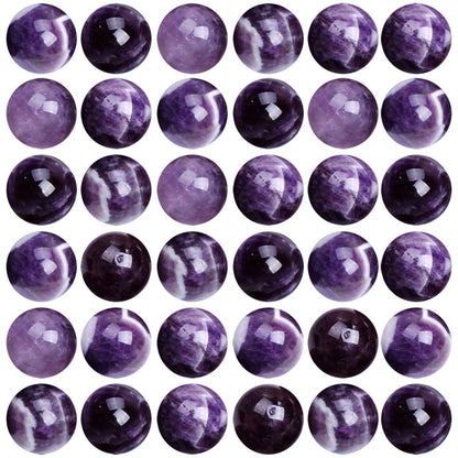 Natural Stone Beads 100pcs 10mm Amethyst Round Genuine Real Stone Beading Loose Gemstone Hole Size 1mm DIY Smooth Beads for Bracelet Necklace Earrings Jewelry Making (Amethyst, 10mm)