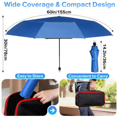 FixOasis 60" Folding HVAC Umbrella with Magnetic Base, Universal Clip Included, Upgraded Durable Frame, Wind-Resistnat, Portable Magnetic Umbrella, For HVAC and Outdoor Activities, 180°Adjustable