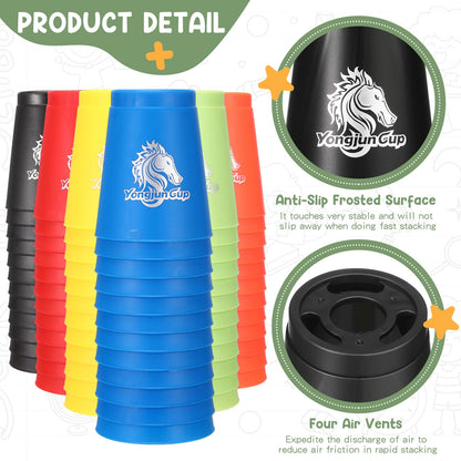 Libima 72 Pcs Sports Stacking Cups Set Stack Cup Party Game Speed Training Game for Adult Family Party Challenge Competition Travel Gift, 6 Colors