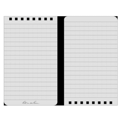 Rite in the Rain Weatherproof Top Spiral Notebook, 3" x 5", Black Cover, Universal Pattern, 3 Pack (No. 735-3X)