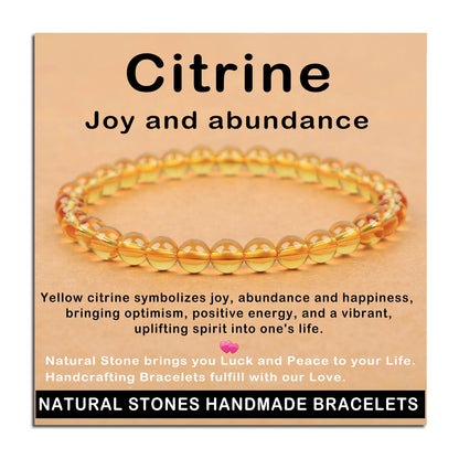 AD Beads Handmade Gemstone Stretch Elastic Bracelet Crystal Healing Reiki Nature's Beauty and Spiritual Essence Unisex (6mm, Citrine (Joy and Abundance))