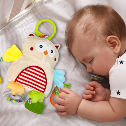 Cylazo Baby Hanging Toys, Plush Animal Stuffed Sensory Toys for Carseat Stroller Car Seat Crib Play Gym, Baby Toys for 0 3 6 9 12 Months, Baby Boys and Girls Gift (Owl)
