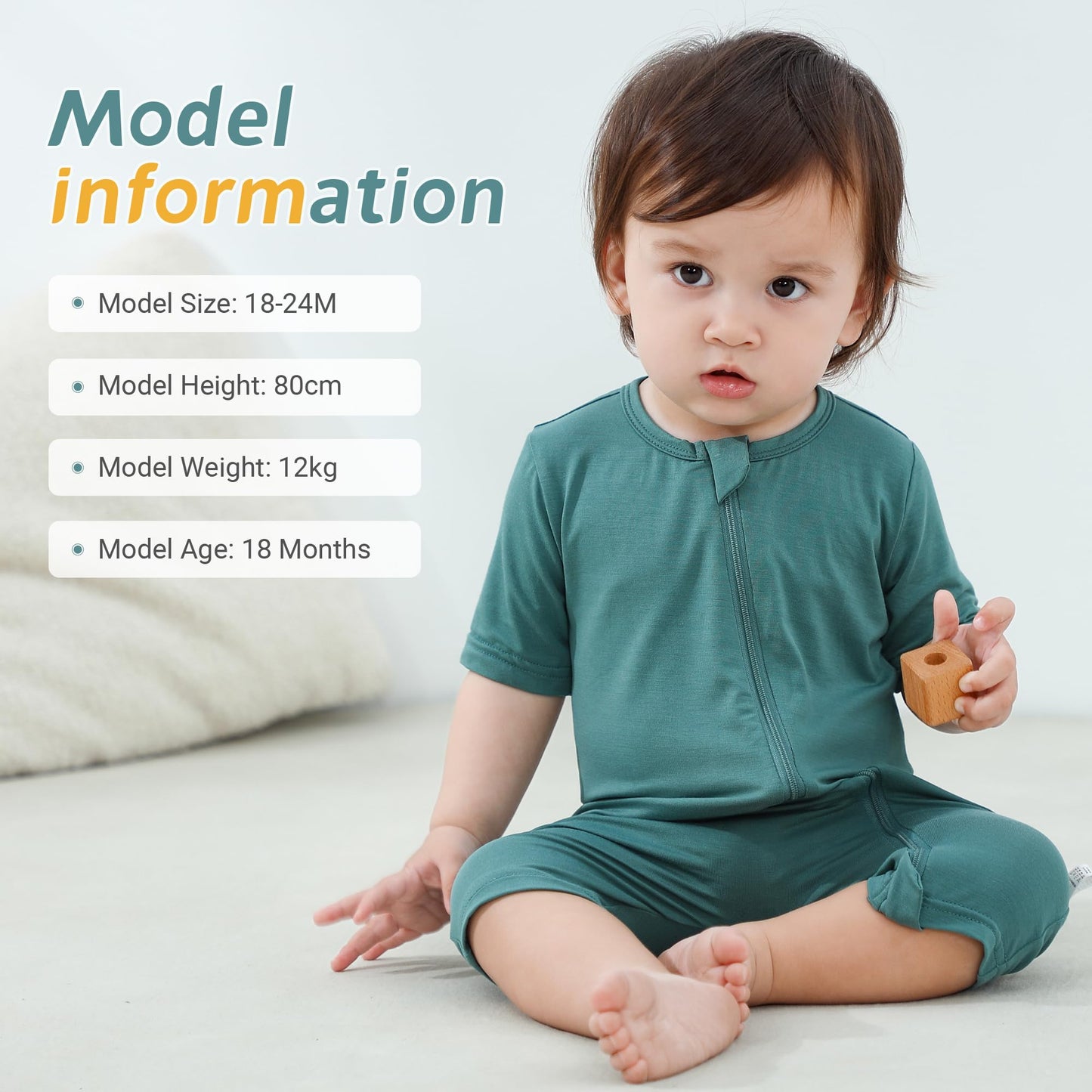 MICHLEY Infant Baby Girls Boys Summer Romper Bamboo Viscose Bodysuit Outfits Clothing 18-24 Months, Pink&Green 2 Pack