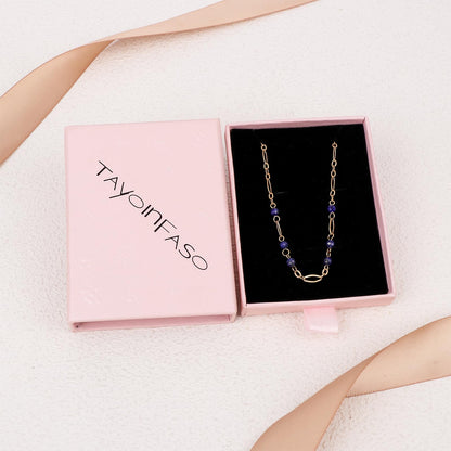 TaYolnFaSo Lapis Lazuli Beads Bracelet for Women Stainless Steel Dainty Stackable Blue Lapis Bracelet Gold Lapis Lazuli Jewelry Gift for Mother