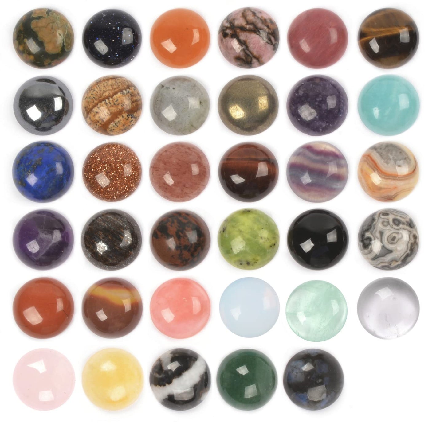 Wholesale Lot 24pcs Multi-color 14mm Gemstone Round Cab Cabochon For Jewelry Making