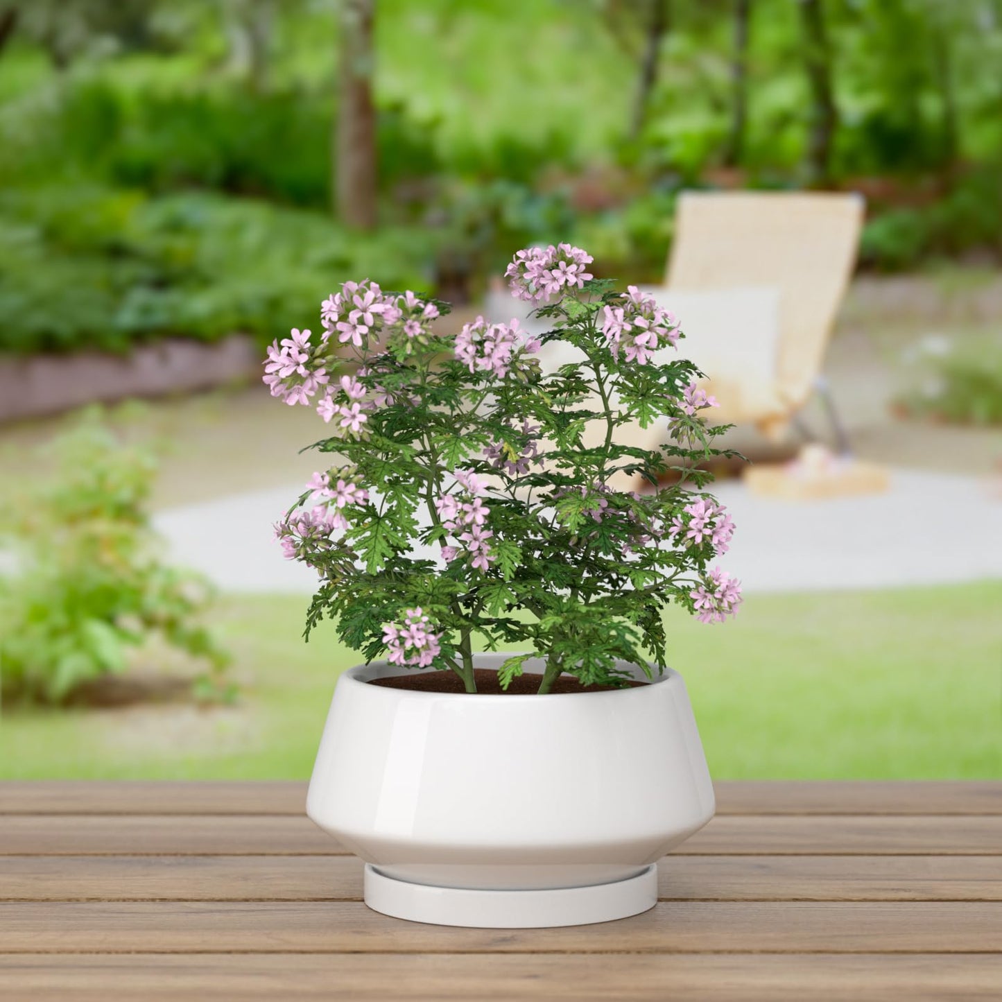 XiHuaer 8.3 Inch Ceramic Planter with Drainage Hole and Saucer, Indoor Outdoor Plant Pot for Plants, White