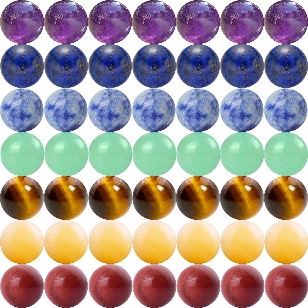 Cmidy 7 Chakra Natural Stone Beads 100pcs 10mm Round Genuine Real Stone Beading Loose Gemstone Mixed DIY Smooth Beads for Bracelet Necklace Earrings Jewelry Making