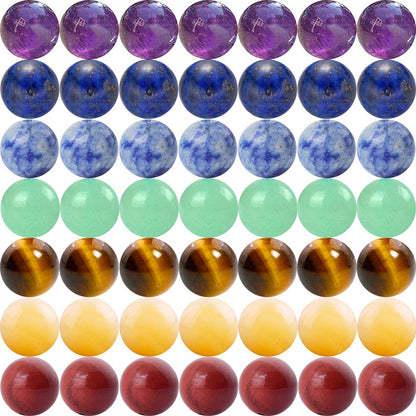 Cmidy 7 Chakra Natural Stone Beads 100pcs 10mm Round Genuine Real Stone Beading Loose Gemstone Mixed DIY Smooth Beads for Bracelet Necklace Earrings Jewelry Making