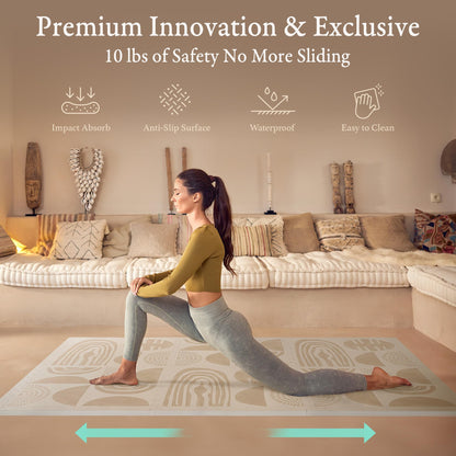 PopsyKosy Premium Baby Floor Play Mat - Extra Thick & Cushioned 1 inch Playroom Foam Mat, Non-Toxic Odorless - 6 Tiles - Spacious 6x4 ft. - Stylish & Large, Waterproof for Kids & Toddlers- Desert Sand