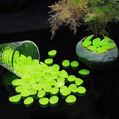 340 Pcs Glow in The Dark Garden Pebbles, Gardening Luminous Glow Stones Outdoor Decor Glowing Water Fish Tank Gravel (Green)