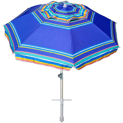 AMMSUN 7ft Heavy Duty High Wind Beach Umbrella Parasols with Sand Anchor Vent Tilt UPF 50+ Sun Protection Portable Outdoor Sunshade Umbrellas Carry Bag for Patio Garden Pool Backyard Blue