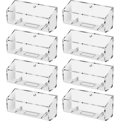 Eersida 8 Pcs Business Card Holder Wall Mount Clear Acrylic Display Stand for Office Desk Fits Standard Size Business Cards - Plastic Support Parts Need to Be Assembled at the Bottom